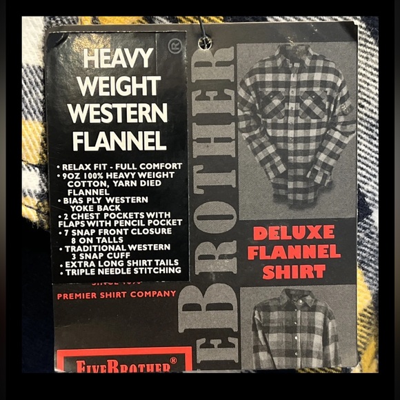 FiveBrother NEW XLT Heavy Flannel plaid Shirt Pearl Snap black yellow TALL MENS - Picture 9 of 13